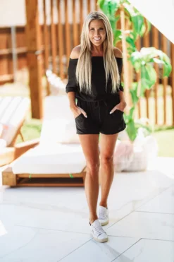 Hazel & Olive NEW ARRIVALS See Ya There Romper - Black