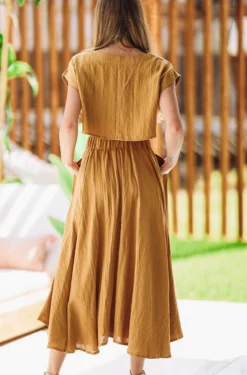 HAZEL & OLIVE Set In Sandstone Skirt - Mustard Yellow