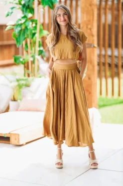 HAZEL & OLIVE Set In Sandstone Skirt - Mustard Yellow