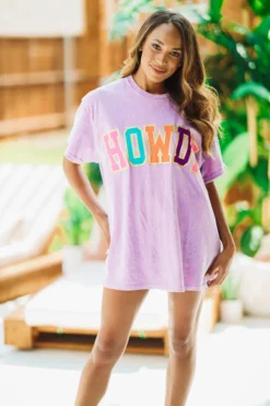 Hazel & Olive Shiny Howdy Tee - Lavender NEW ARRIVALS