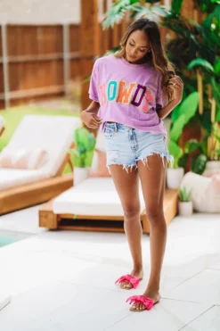 Hazel & Olive Shiny Howdy Tee - Lavender NEW ARRIVALS