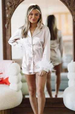 Hazel & Olive Slumber Party Pajamas Short Set - Champagne