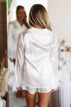 Hazel & Olive NEW ARRIVALS Slumber Party Pajamas Short Set - White