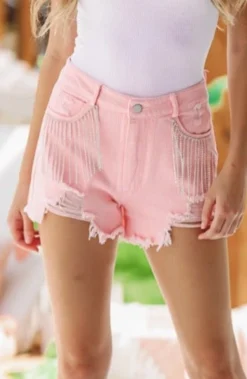 Hazel & Olive Something To Talk About Shorts - Pink Denim NEW ARRIVALS