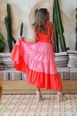 Hazel & Olive Stories To Tell Dress - Red And Pink