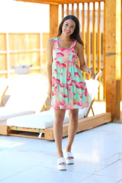 Hazel & Olive Sundown Socialite Dress - Watermelon Pink & Lime 9 Hazel & Olive Sundown Socialite Dress - Watermelon Pink & Lime