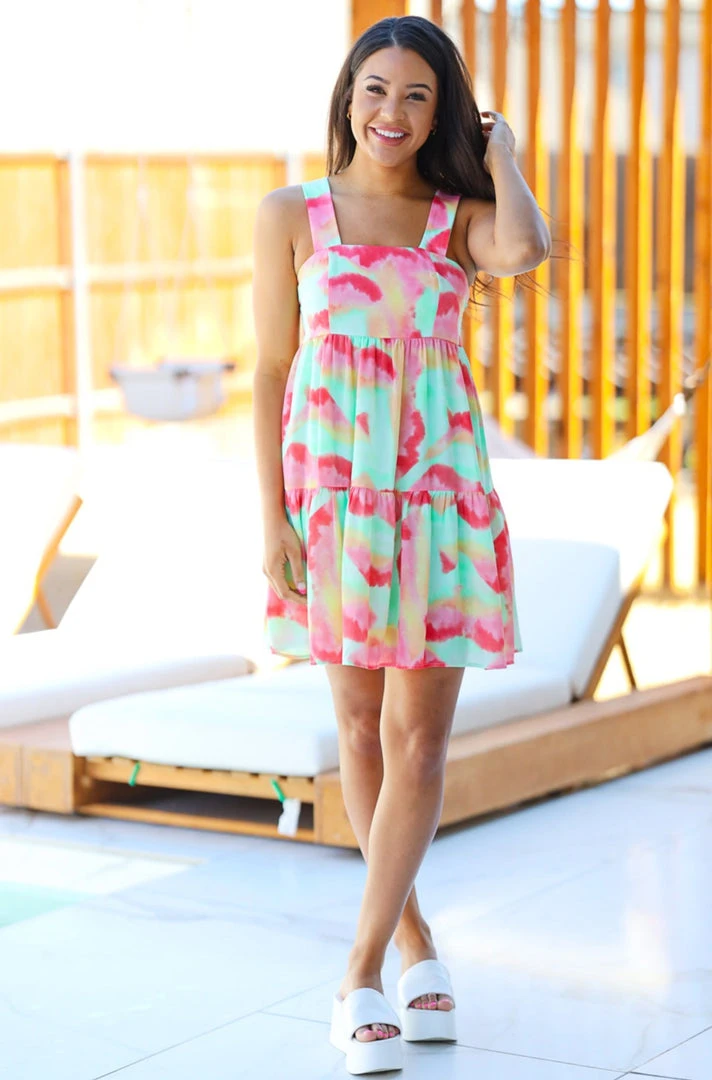Hazel & Olive Sundown Socialite Dress - Watermelon Pink & Lime 3 Hazel & Olive Sundown Socialite Dress - Watermelon Pink & Lime