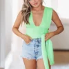 Hazel & Olive Take The Plunge Knit Crop Top - Lime Green NEW ARRIVALS 2 Hazel & Olive Take The Plunge Knit Crop Top - Lime Green NEW ARRIVALS