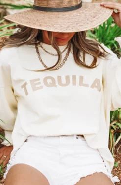 Hazel & Olive NEW ARRIVALS Tequila Corded Pullover - Cream