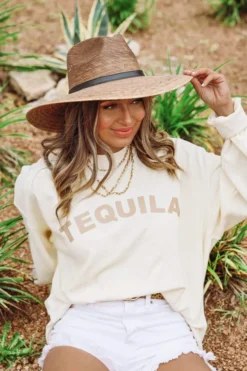 Hazel & Olive NEW ARRIVALS Tequila Corded Pullover - Cream