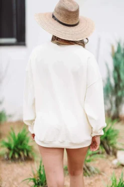 Hazel & Olive NEW ARRIVALS Tequila Corded Pullover - Cream