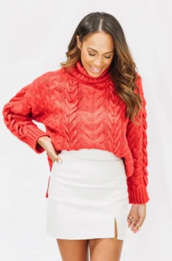 Hazel & Olive Upper East Side Vegan Leather Skort - Cream (FINAL SALE) NEW ARRIVALS