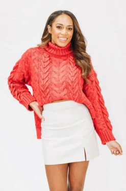 Hazel & Olive Store 30 Hazel & Olive Upper East Side Vegan Leather Skort - Cream (FINAL SALE) NEW ARRIVALS