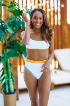 Hazel & Olive What A Girl Wants Two Piece Bikini Set - White, Yellow, Green (FINAL SALE)