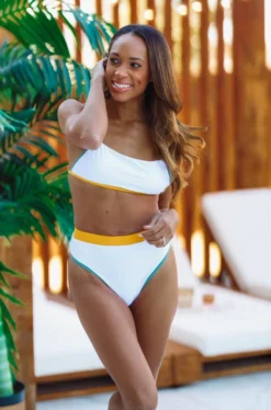 Hazel & Olive What A Girl Wants Two Piece Bikini Set - White, Yellow, Green (FINAL SALE)