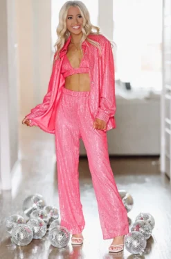 Hazel & Olive NEW ARRIVALS Worth A Shot Pants - Pink